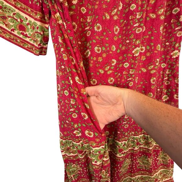 Vermont Country Store Boho Print Cotton Muu Muu Maxi Dress SIZE MEDIUM Pockets - Picture 4 of 9